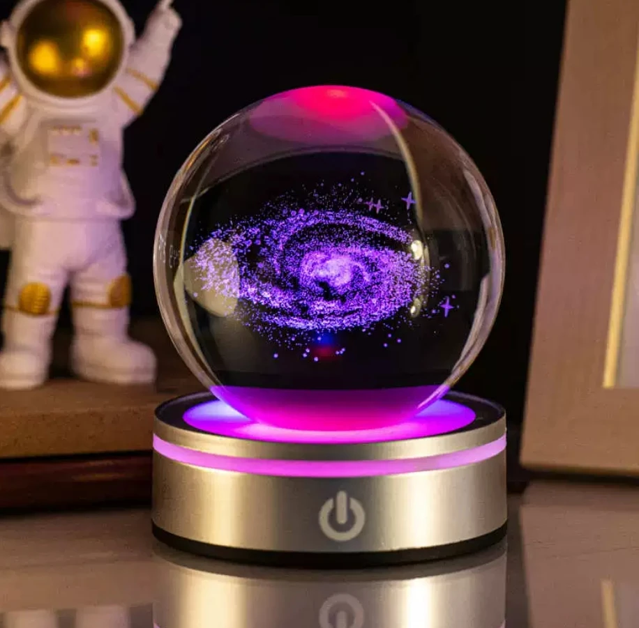 Фото 3D хрустальный шар Galaxy со светодиодной подсветкой, стеклянная планета, сфера, модель галактики, фигурка, ночник, украшение, подарки №3