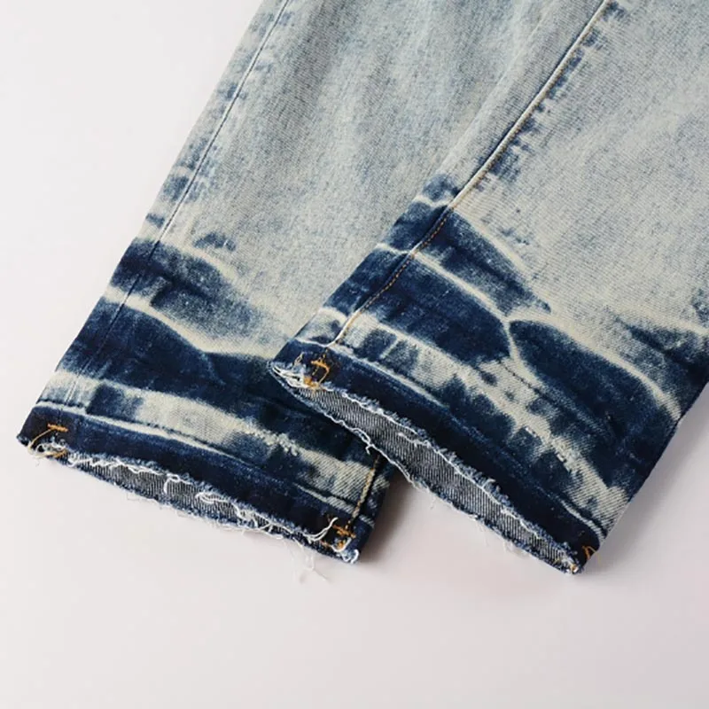 Мужские джинсы 2024ss High Street American Purple с потертыми нашивками новые модные узкие