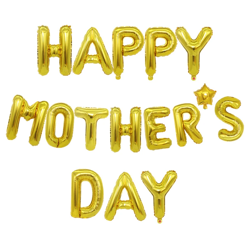 

1set 16inch Gold Happy Mother's Day Letter Foil Balloons Helium Ballons Globos Mother's Day Party Decorations for Mom Wife Gifts