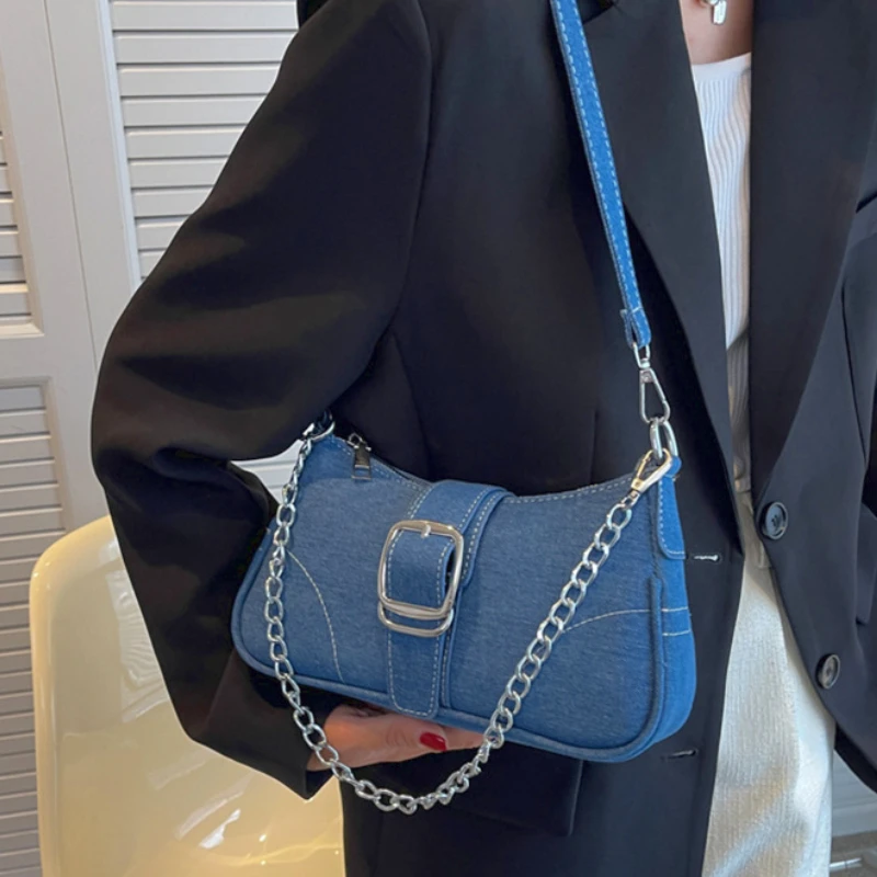 

Маленькие женские сумочки из джинсовой ткани, винтажные дамские сумочки на цепочке через плечо, модный дизайнерский женский тоут-кошелек с лямкой