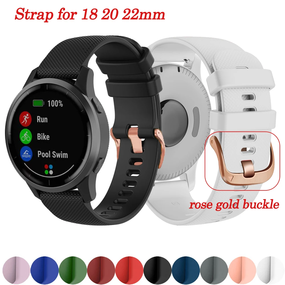 

18 20 22MM Silicone Sport Smartwatch Band Wrist Strap For Garmin Venu Vivoactive 3-3t/ HR Bracelet Forerunner 245/645/158 Correa