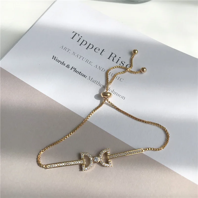 

Korea Exquisite AAA Cubic Zirconia Gold Chain Bracelet for Woman New Fashion Shining Crystal Cuff Bracelet Luxury Jewelry Gift