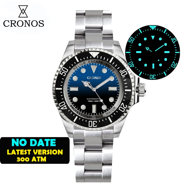 

Cronos Automatic Diving Man Watch Stainless Steel 2000 Meters Water Resistance Professional Diver Wrist Watch For Men