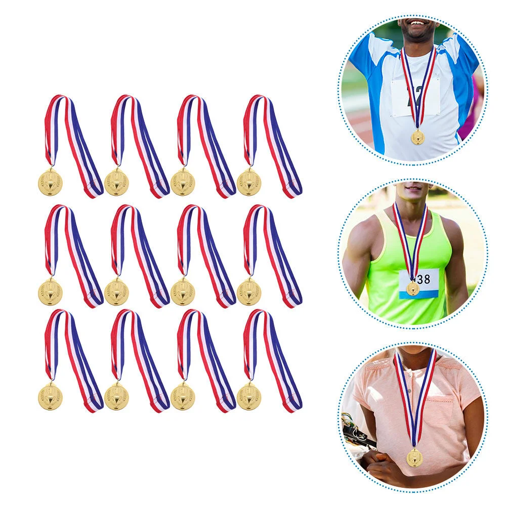 

12Pcs Honorary Competitions Medals Sports Meeting Gold Medals School Zinc Alloy Medal