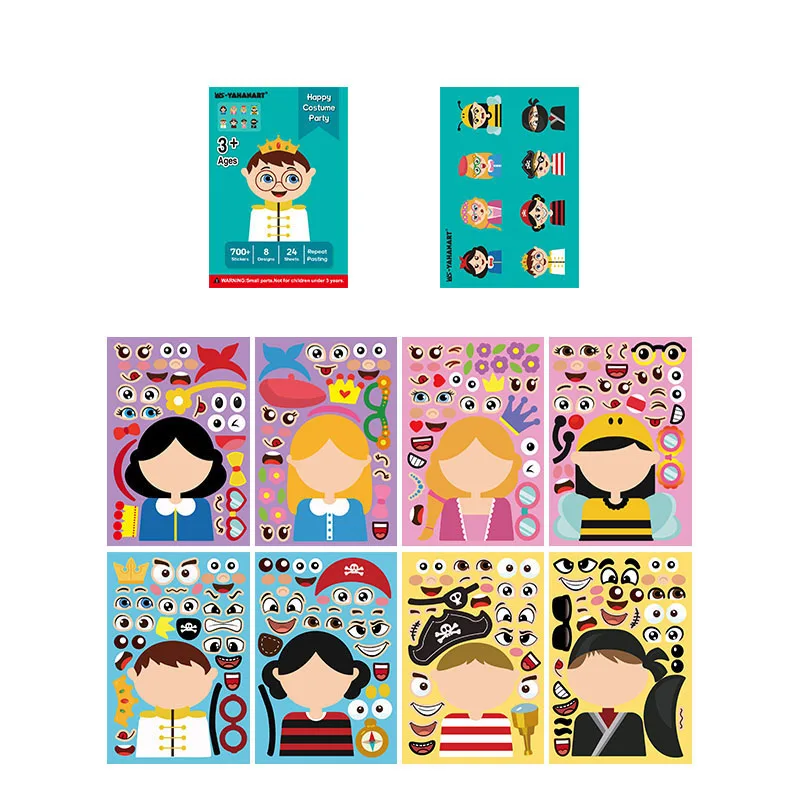 

Children Kids DIY Stickers Funny Profession Puzzle Game Cartoon Make-a-Face Girls Boys Baby Recognition Training Education Toy