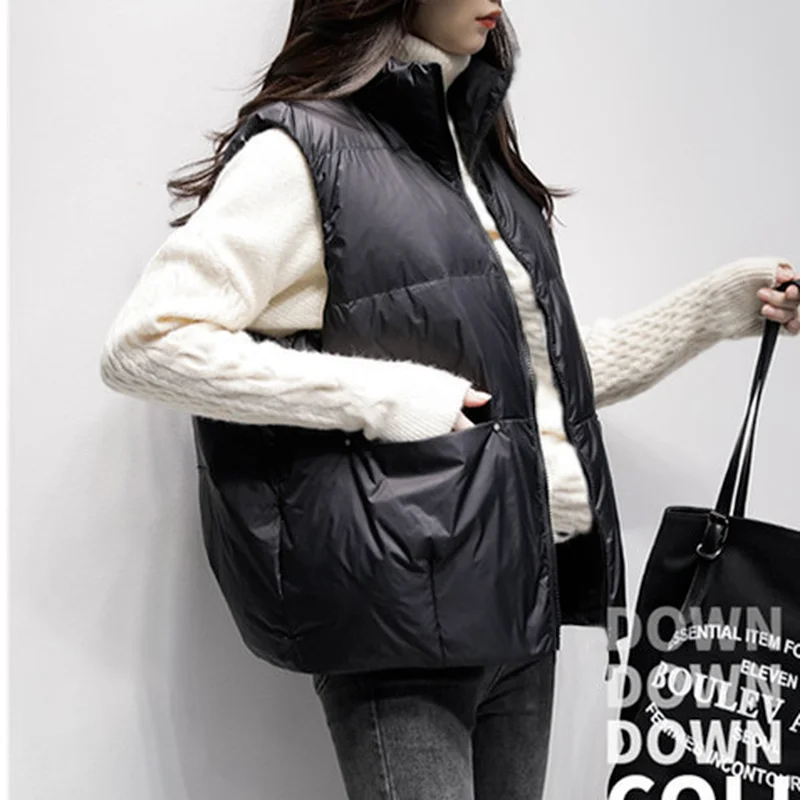 Winter 2023 Warm Vest Women Sleeveless Jacket Light Warm Waistcoat Down Vest Female Sleeveless Coat Thick Waistcoat Tops parka