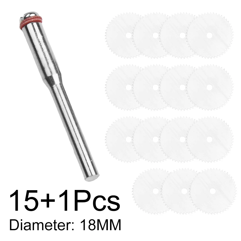 

15 Pcs 22mm Circular Saw Blade Connecting Rod Stainless Steel Cutting Disc Mandrel Set Wood Cutter For Dremel Rotary Tool