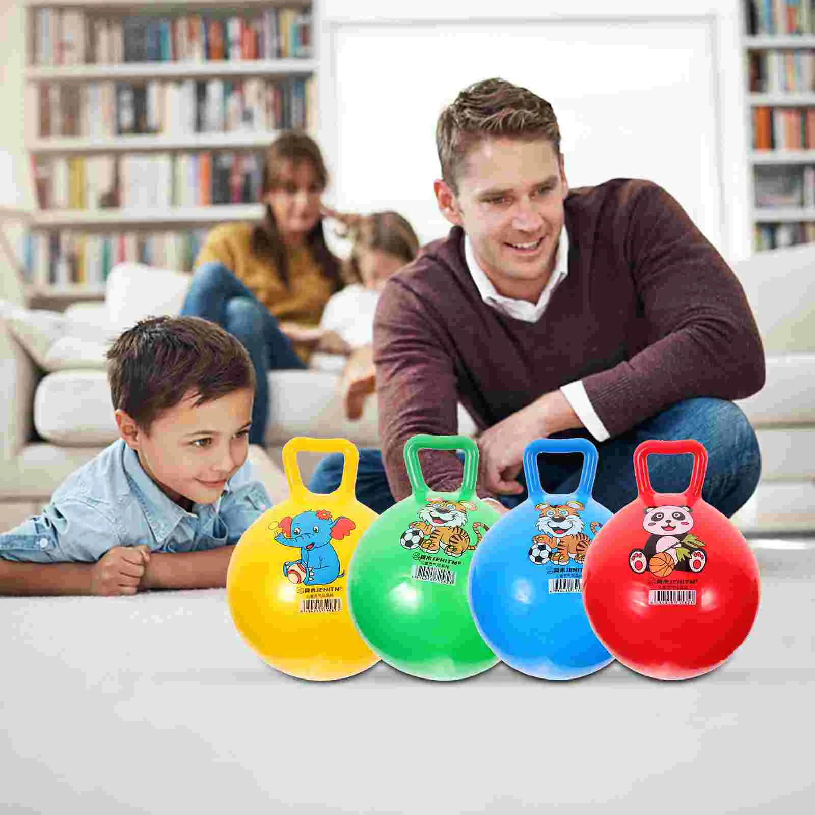 

4 Pcs Jumping Ball Kids Fitness Sports Inflatable Toy Exercise Bouncing Parent-child Air bounce