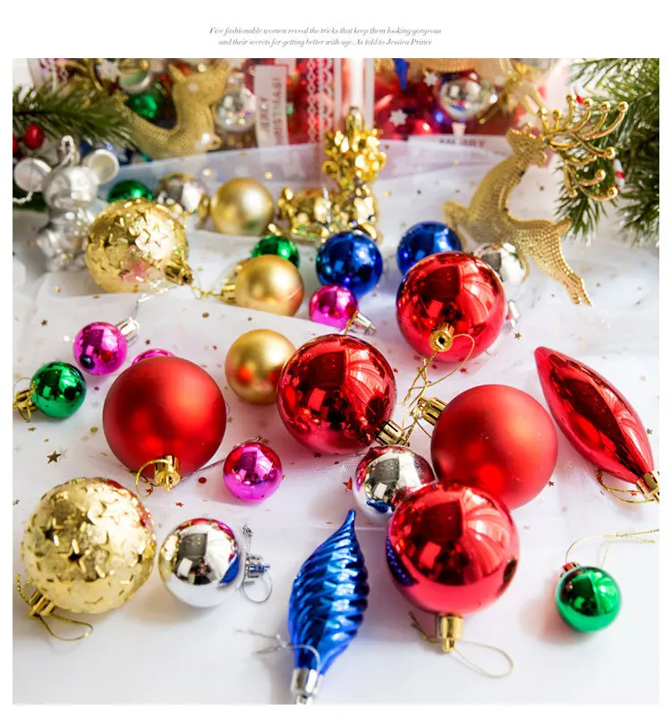 

1box Christmas Balls Christmas Tree Ornaments Ball Xmas Hanging Tree Pendants Home Party Decor 2022 New Year Gift Noel Navidad