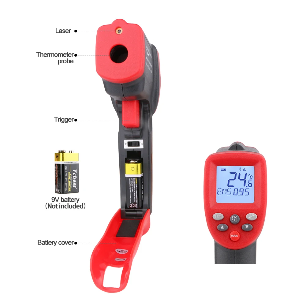 Цифровой инфракрасный термометр лазерный измеритель температуры WT700 WT900 w без
