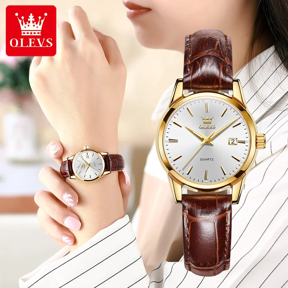 

OLEVS Business Watch for Women Top Brand Elegant Luxury Women Quartz Watches Waterproof Date Leather Strap Fashion Women Clock