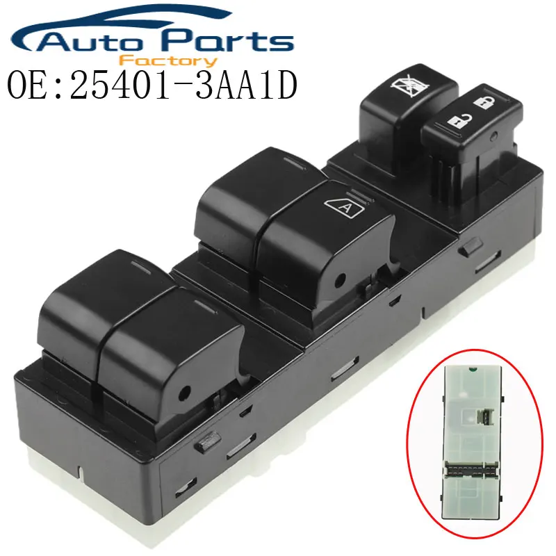 

New Right Hand Drive Power Window Switch For Nissan Sunny RC 2012- 25401-3AA1D 254013AA1D