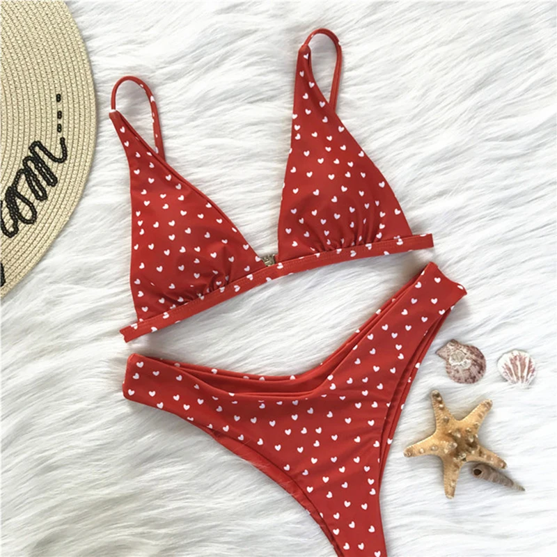 Ladies Sexy Bikini Set Two-piece 4 Colors Printed Swimwear Double Strap Color Women Swimsuit Micro Bikini Low Rise Bathing Suit