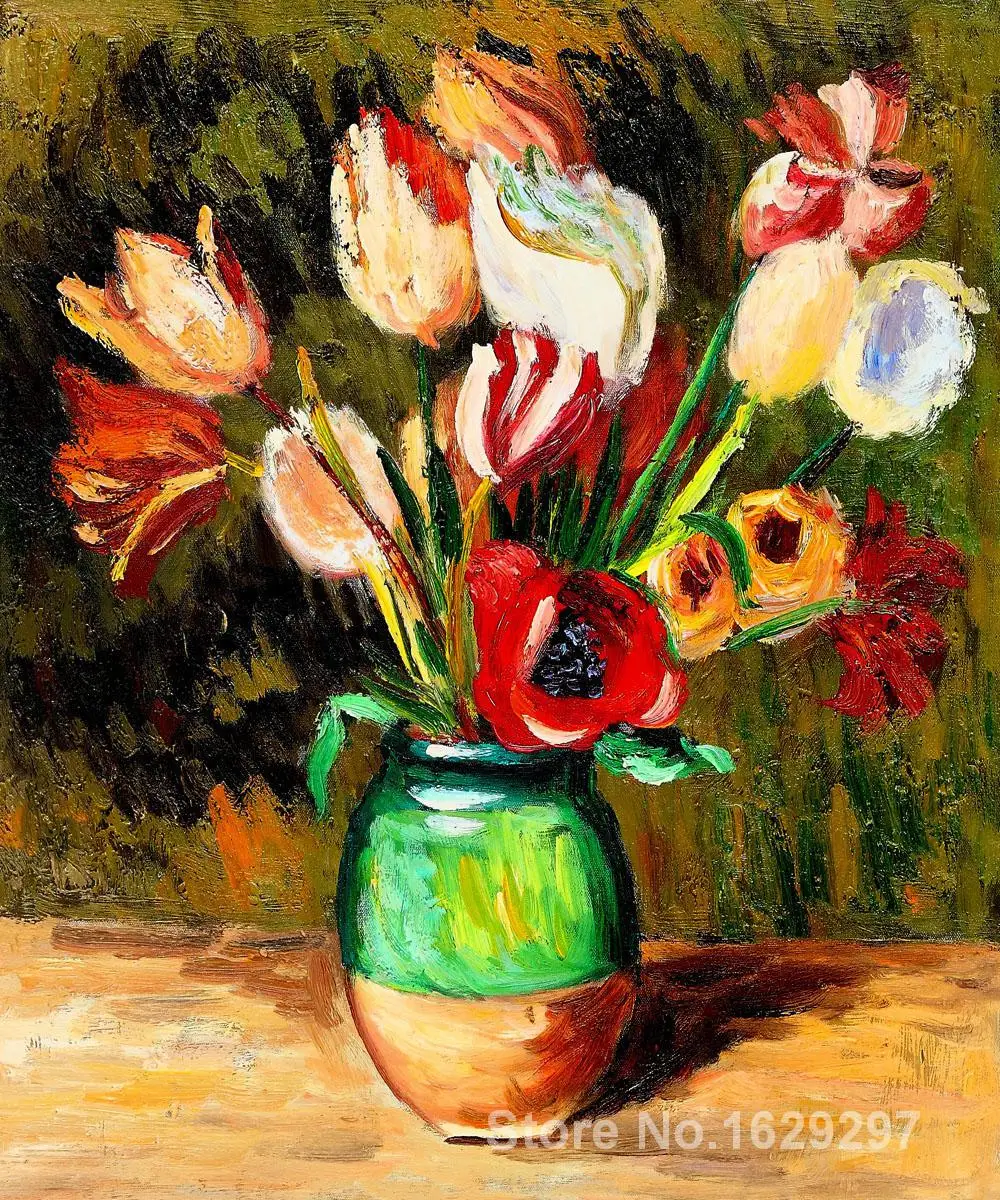 

oil painting art gallery Tulips in a Vase by Pierre Auguste Renoir reproduction Canvas Handmade High quality