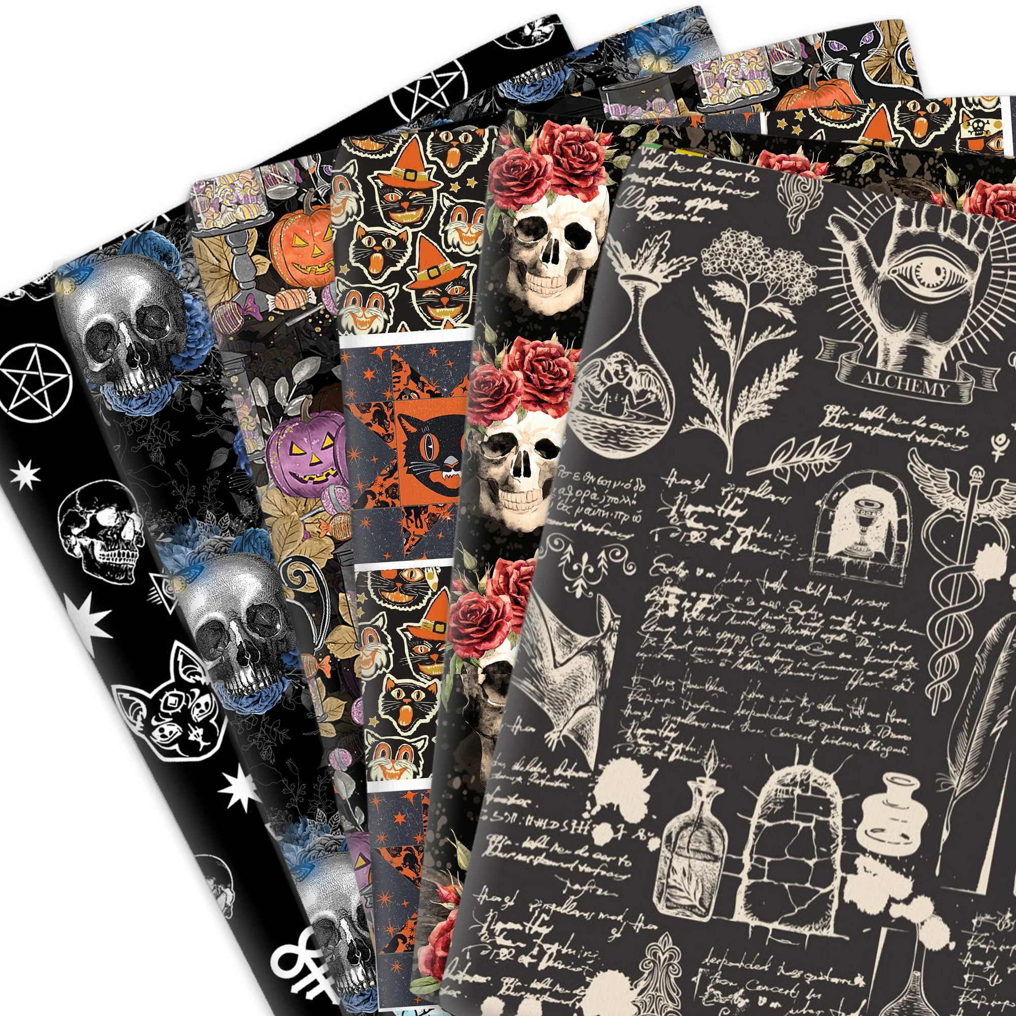 50*145 см Хэллоуин Череп полиэстер хлопок/Чистый хлопок/тянущаяся Ткань для шитья ткань искусственная рукоделие сделай сам