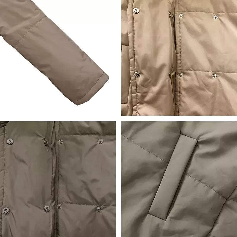 New2022 Long Turn Down Collar Parkas Women Fashion Double Breasted Coats Women Elegant Tie Belt Cotton Jackets Female Ladies