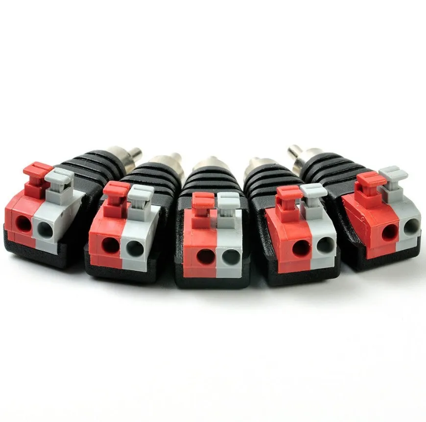 

2Pcs 200W Speaker Wire A/V Cable To Audio Male RCA Male Connector Adapter Jack Press Plug 1v～38v For Signal Line Audio Line