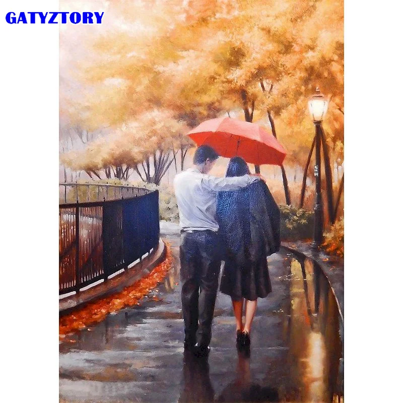 

GATYZTORY 60x75 см рамка для рисования по номерам DIY подарок для взрослых пары фигурки Рисование по номерам наборы ручной работы домашние декораци...