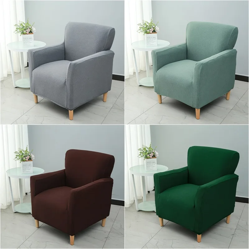 

Washable Solid Color Elastic Armchair Cover Polar Fleece Non-Slip Single Sofa Cover Living Room Removable Bar Stool Cover