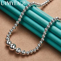 urmylady 925 sterling silver round bead chain 18 inch necklace for man women wedding party fashion charm jewelry