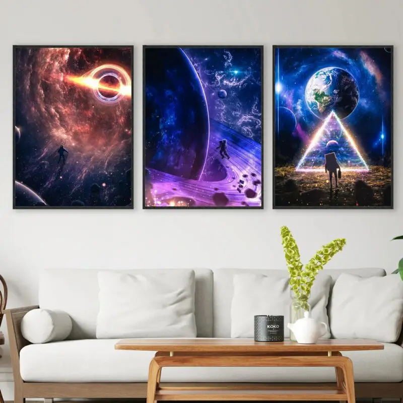 Абстрактные космические сцены астронавт постеры Картина на холсте настенные