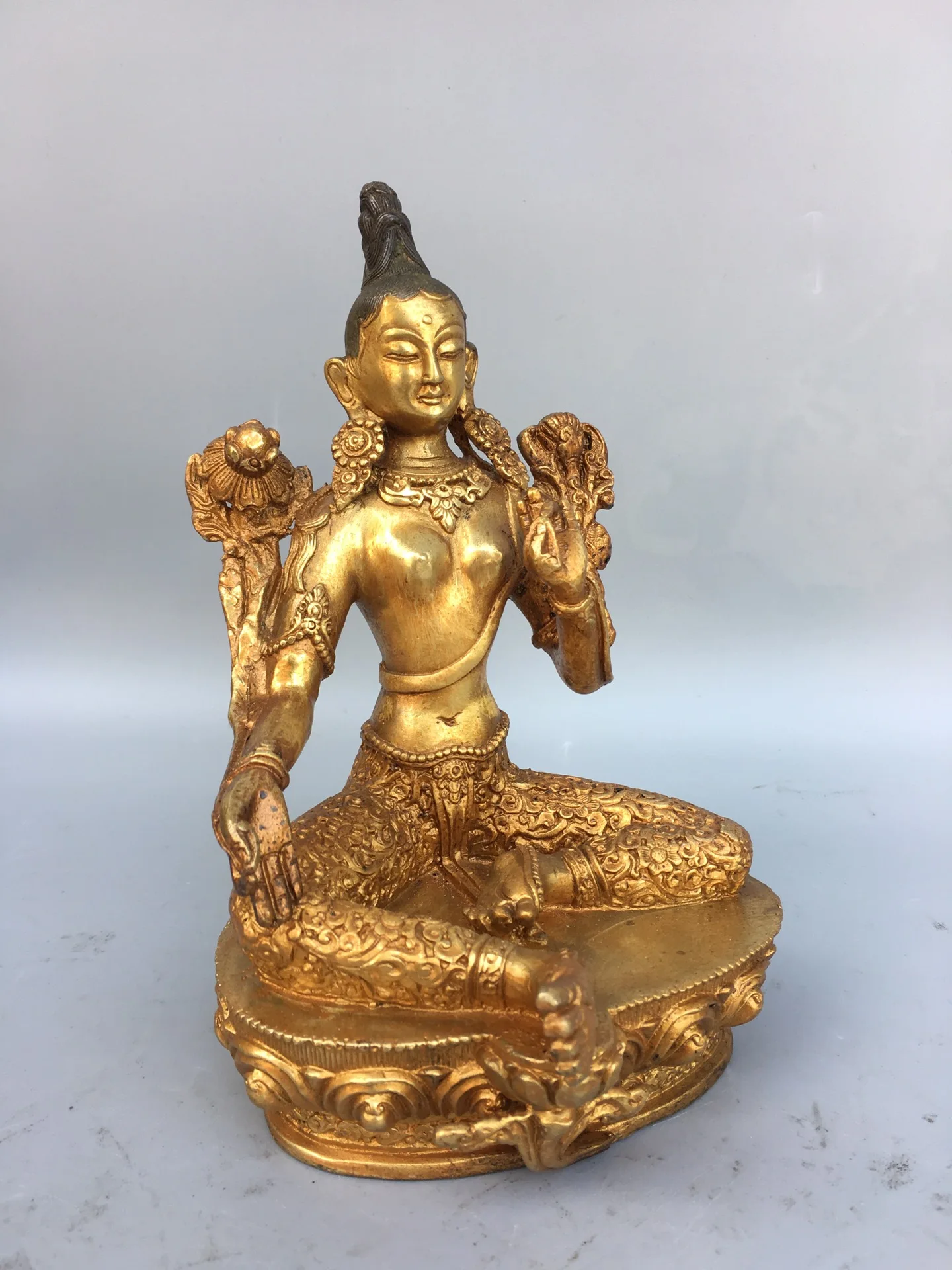 Коллекция тибетских храмов 7 дюймов старинная бронзовая позолоченная двадцать