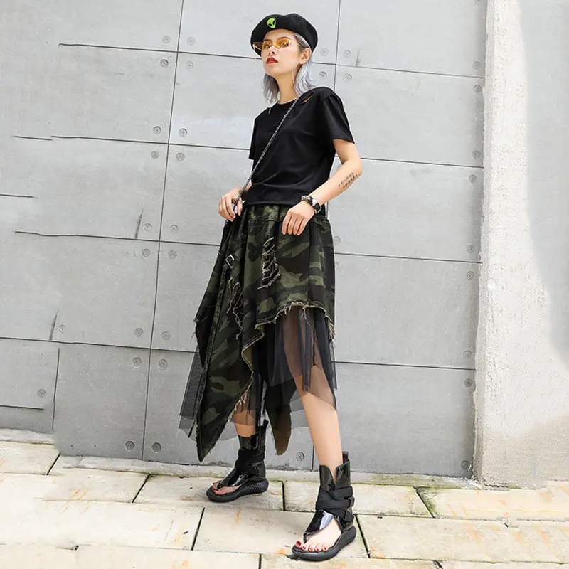 Джинсовая плиссированная леопардовая кружевная миди-юбка для женщин с