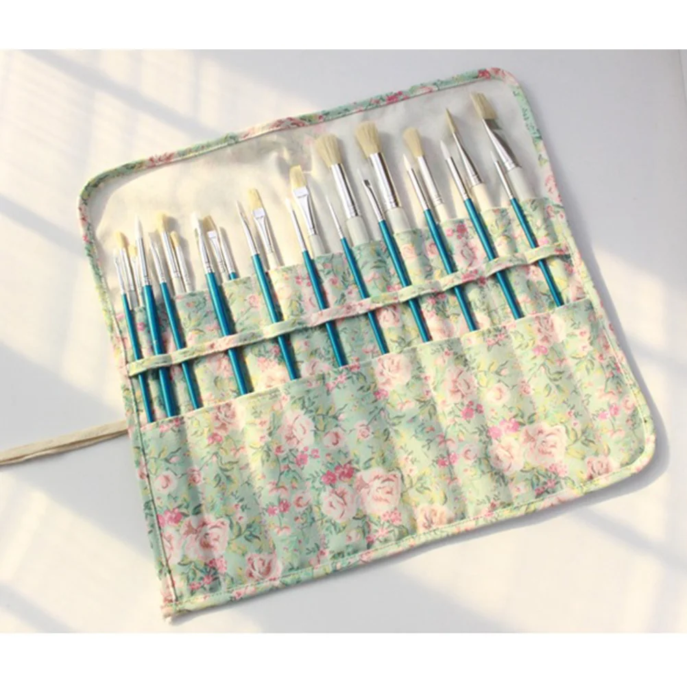 

1pc Paintbrush Wrap Roll Pouch Paintbrush Pouch Portable Roll-Up Canvas Roll Case