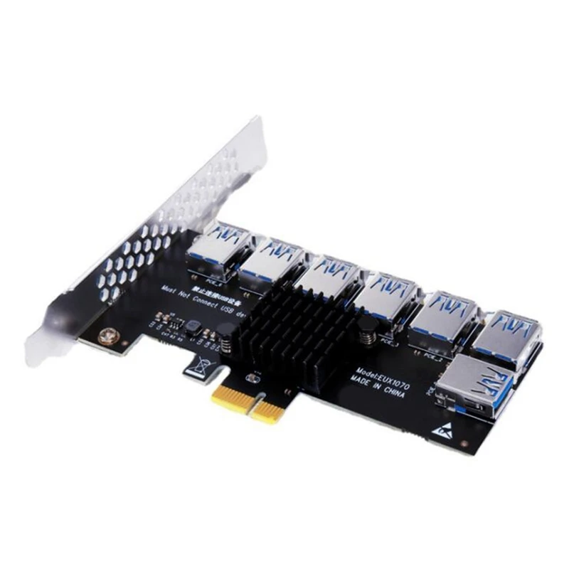 

SSU PCIE 1 to 7 USB 3.0 Slot PCI-E PCI Express Riser Card 1X to 16X Multiplier Adapter for Bitcoin Mining Miner BTC Devices