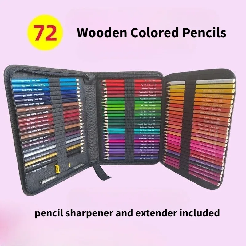 

72 Colors Wooden Colored Pencils Hexagonal Oily Student Painting Colored Lead Storage Bag Pencil Set Student Stationery
