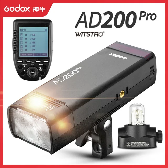 

Внешняя вспышка Godox AD200Pro, вссветильник для фотосъемки, 2,4 WS, TTL, 1/8000G, 0,01 HSS, 1,8-2900 s, переработка, батарея мАч