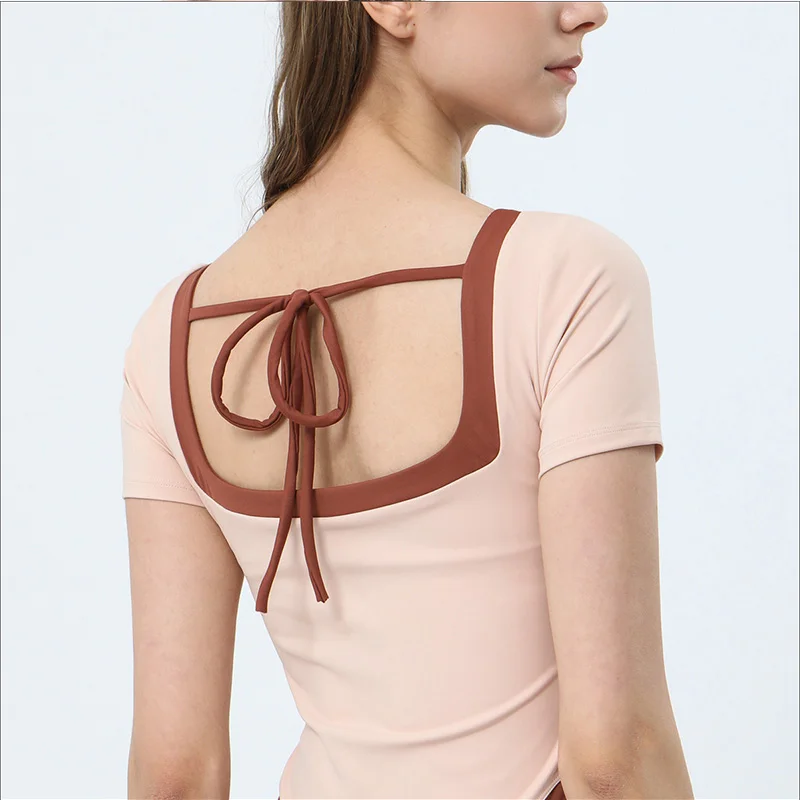 Топ женский спортивный с подкладкой укороченный дышащий топ коротким рукавом