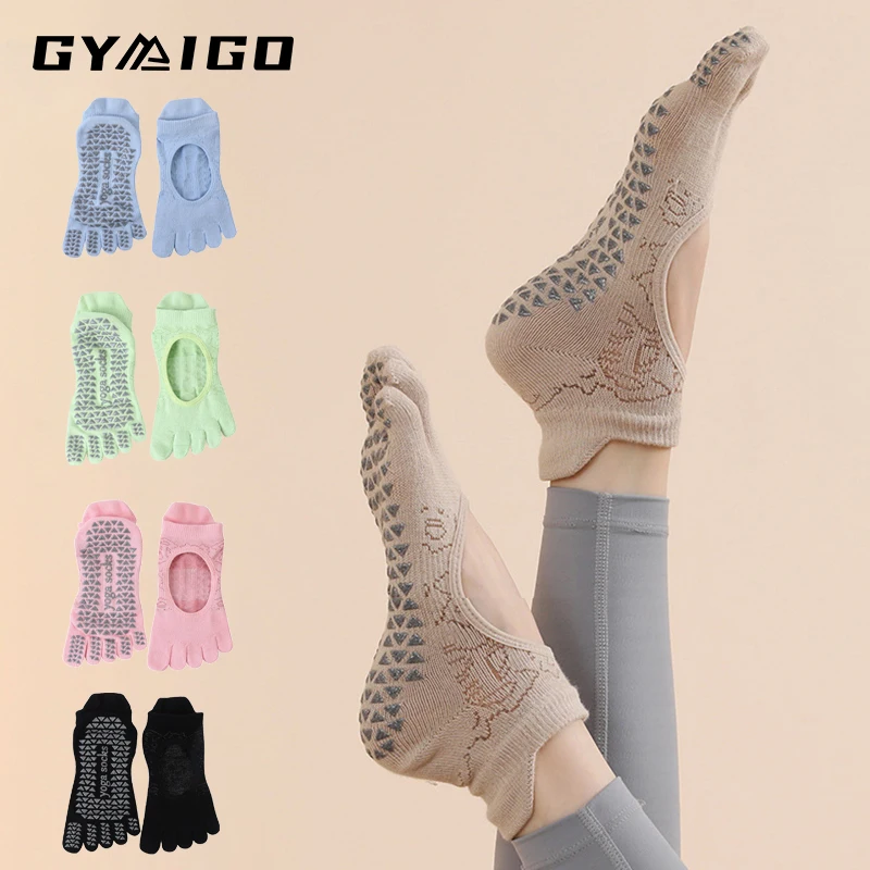 GYMIGO 4-6Pair Winter Yoga Toe Socks With Grips Warm Soft Pilates Women Toe socks Barre Fitness Non-slip Sport Socks For Women
