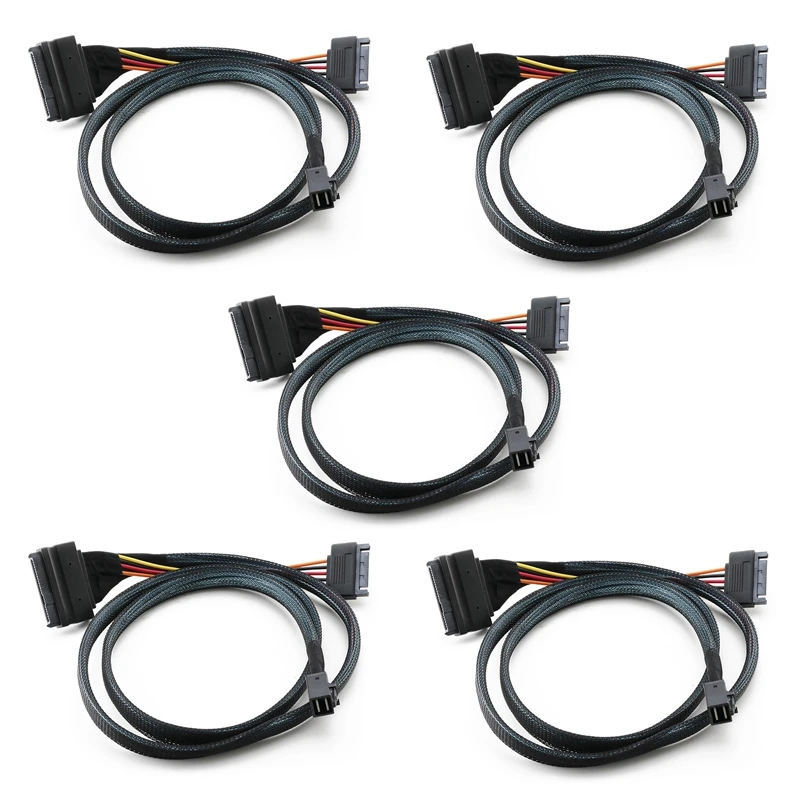 

5X 0.5M/1.5Ft Mini SAS SFF 8643 To U.2 SFF-8639 Cable With 15 Pin Female SATA Connector SSD Power Cable Wire 12Gb/S