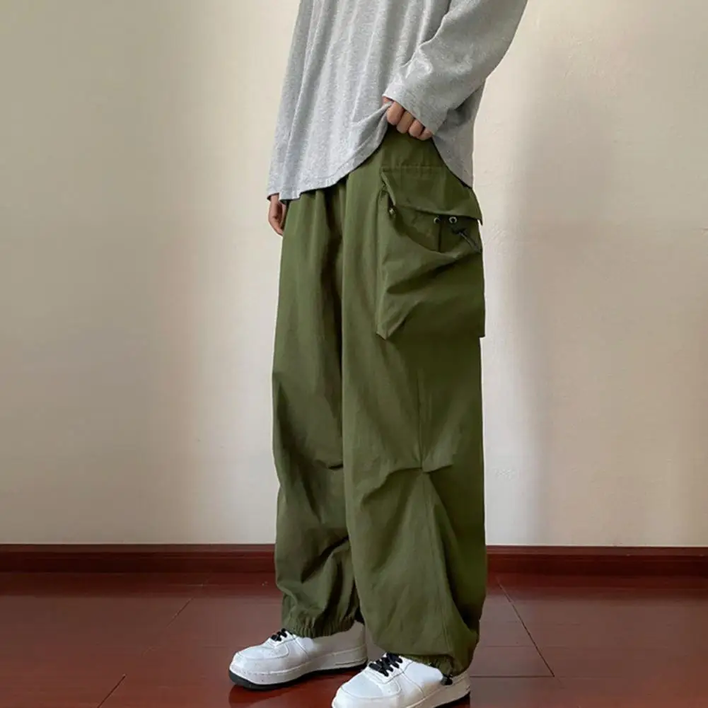 

Cargo Pants Soft Men's Pants Elastic Waist Solid Color Men's Pants School Supply