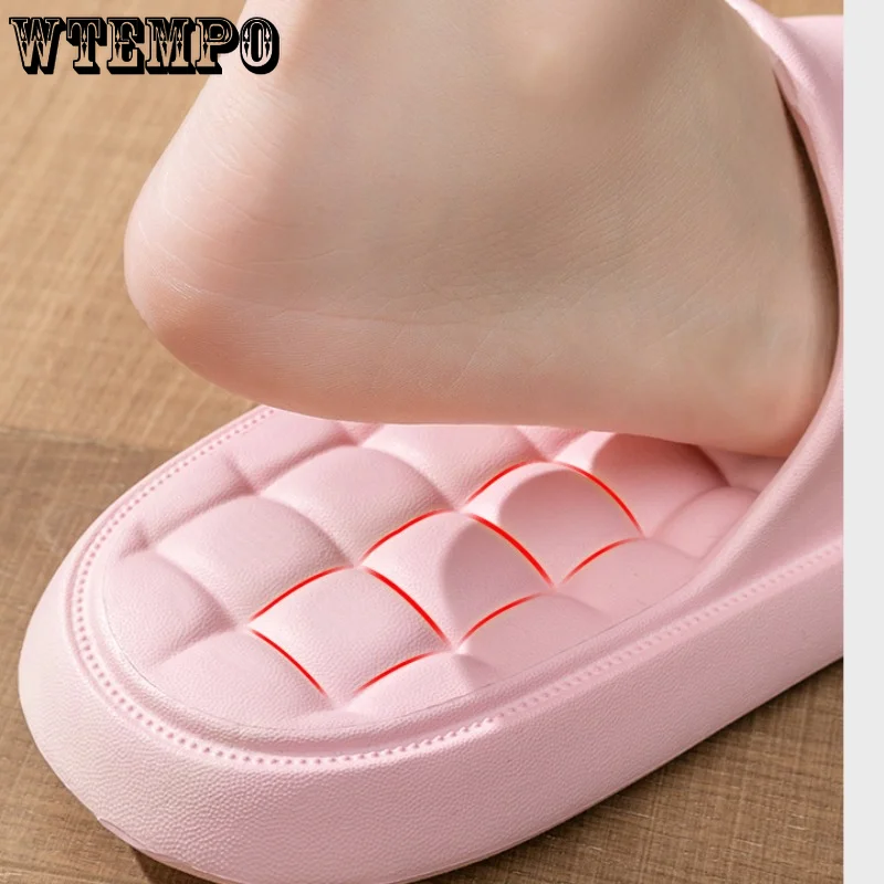 WTEMPO Women Slippers Thick Bottom Bathing Silent Non-slip Beach Shoes Couples Sandal Fashion Platform Soft Flip Flops Wholesale