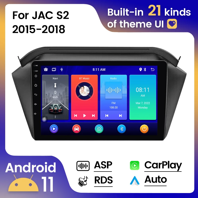 

Car Radio Stereo For JAC S2 2015 2016 2017 2018 2DIN 8+128G Multimedia Player GPS Navigation Autoradio Headunit Carplay+Auto DSP