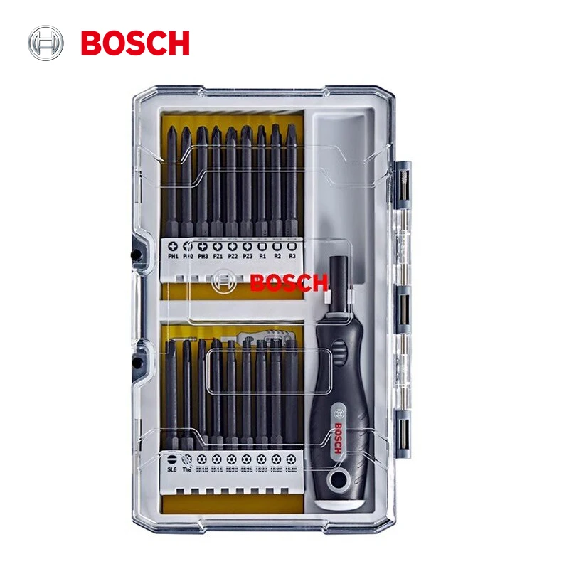 

Набор отверток Bosch, 37 шт., с 1 ручкой, биты для отверток из легированной стали S2, совместимые с электрической отверткой и дрелями
