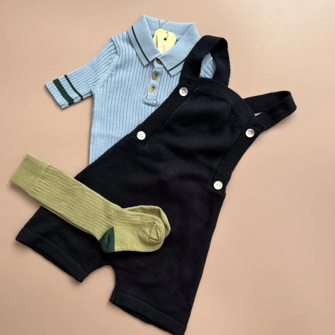 Knitted Top 2022 Spring And Summer New Lapel Children's Short-Sleeved Soft And Comfortable Knitted T-shirt Children's Clothing