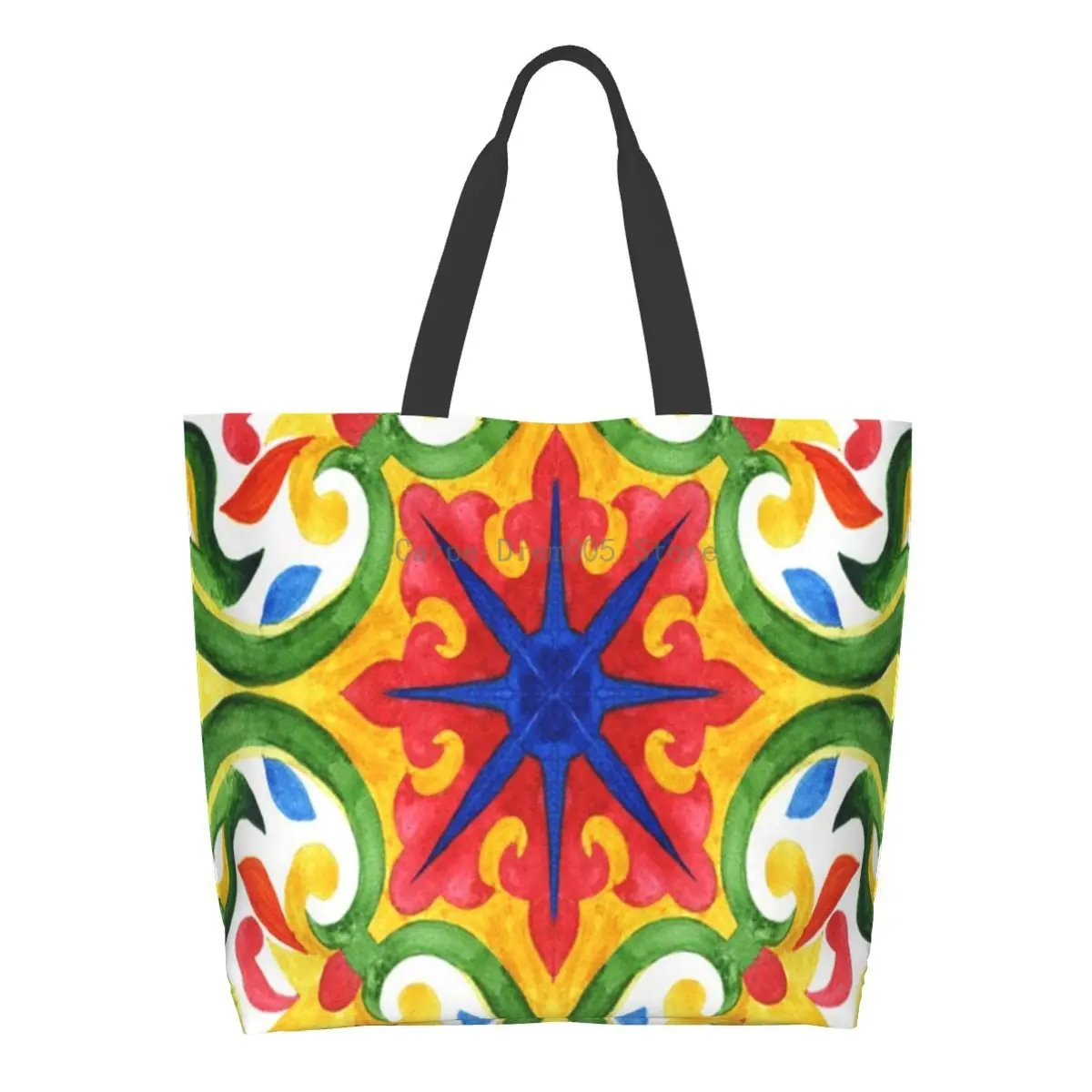 

Vintage Watercolor Mexican Large Capacity Shopping Grocery Tote Bag For Ladies