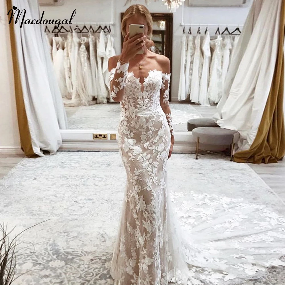 

MACDOUGAL Fashionable Trumpet Bridal Dress For Women Lace Appliques Detachable Sleeves Sweetheart 2024 Vestido De Casamento