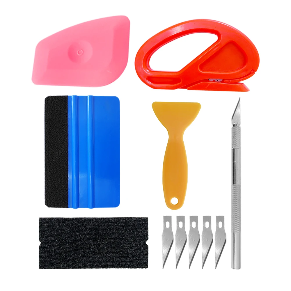 Car Wrap Tool Kit Film Vinyl Spatula Tools Knives Hard Scraper Felt Squeegee Wallpaper Cars Accessories for Vehicle Window Tint