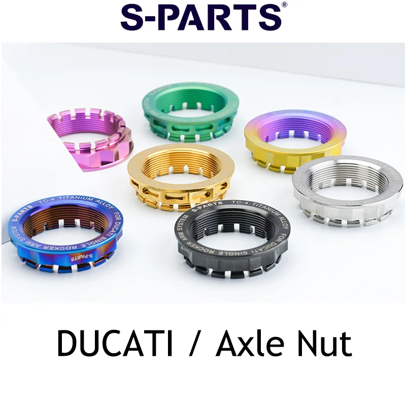 Фото 1 шт. титановая гайка-винт S-PARTS M48 для задней оси, золотистая, черная, синяя, зеленая, фиолетовая, цвета конфет, для DUCATI V4 V2 Streetfighter, с кольцевой пружиной №1