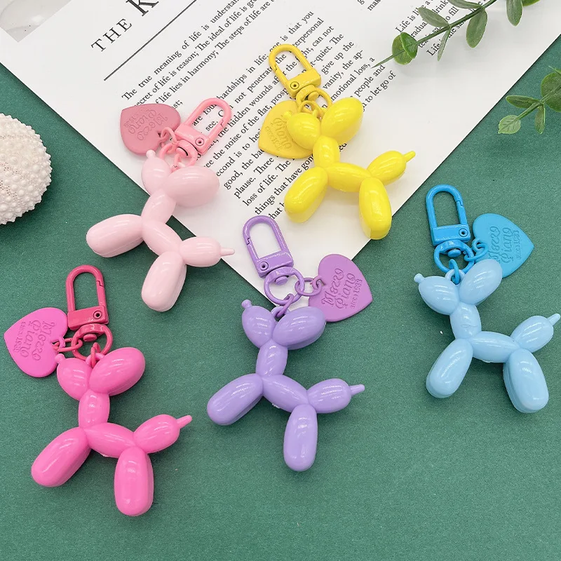 

5 Pcs Fashion Kawaii Keychain Jelly Balloon Dog Candy Colours Keychains Women Bag Cartoon Pendant Jewelry Car Key Ring Key Chain