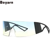 boyarn eyewear flat top large frame one piece color coated sunglasses modern trend sunglasses women