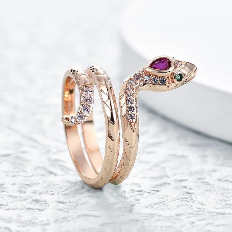 

2022 New exquisite Punk Wind Snake Rings for Women men Fashion Jewelry Luxury Shiny Zircon Ring Wedding Birthday Party Gifts