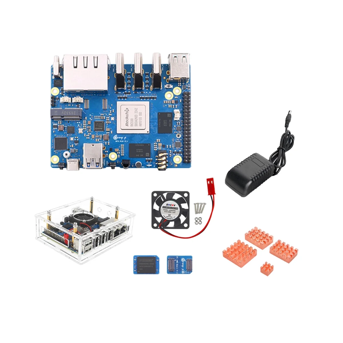 

For Orange Peel 5 Plus 16GBRAM+256GB Emmc Module RK3588 Octa-Core Support 8K Video 2.5G WiFi6 Module Accessories EU Plug