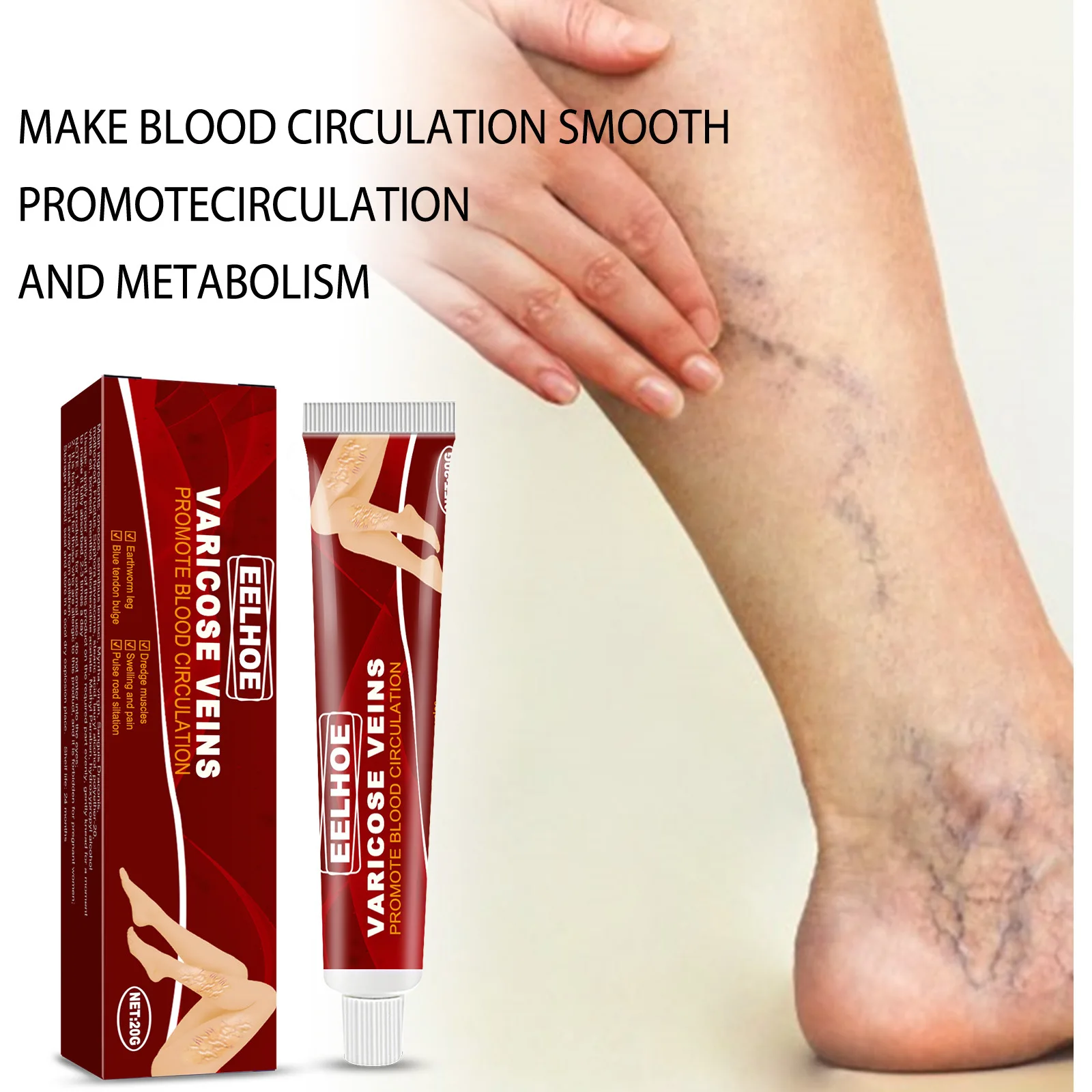 

EELOHOE Venous Massage Varicose Balm Relieves Bulge of Blood Vessels in the Legs Calf Swelling Earthworm Leg Vein Massage Balm