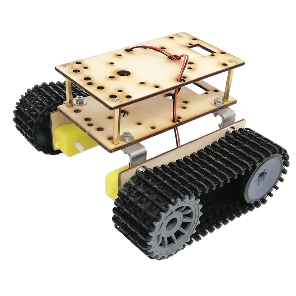 

Robot Double-Layer Tank Chassis Building Blocks Wooden Board TT Motor 3-9V Crawler Smart Car Chassis Youth Educational