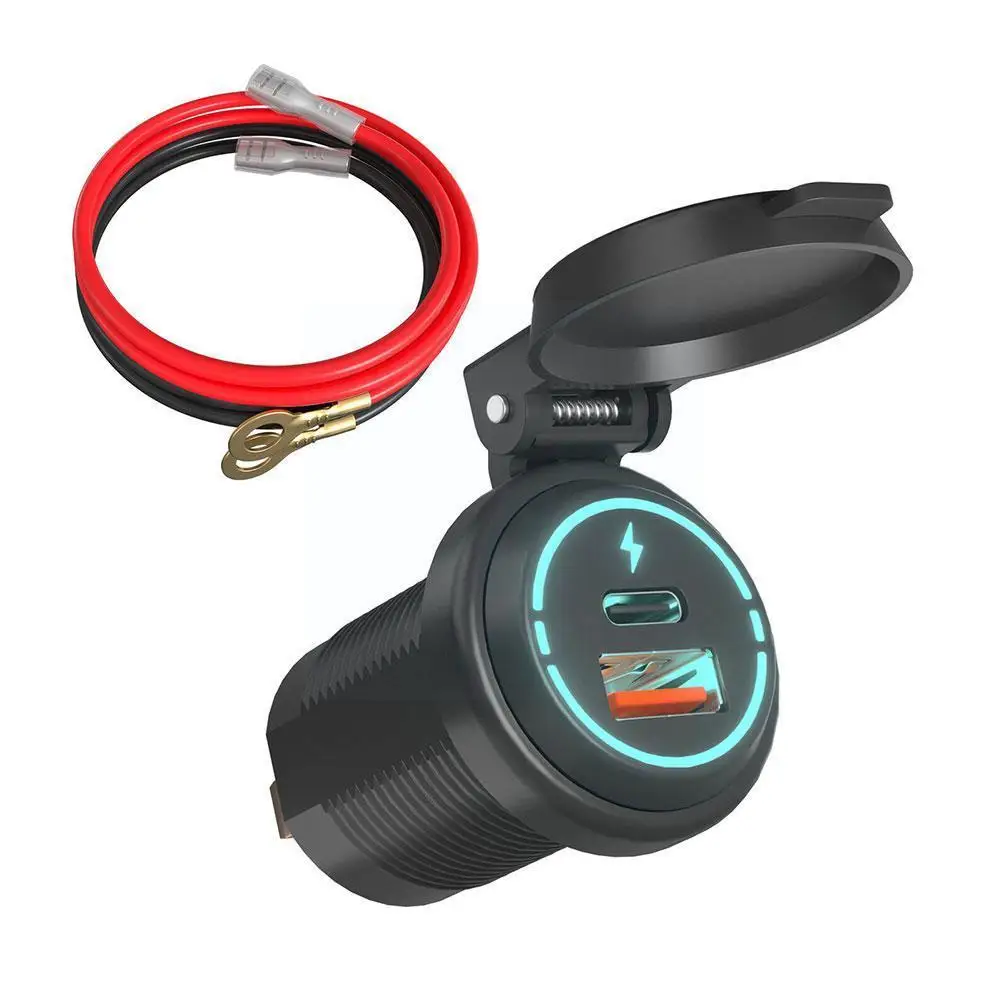 

Универсальное автомобильное зарядное устройство с двумя USB-портами для прикуривателя, адаптер для мотоцикла/автомобиля А, водонепроницаем...
